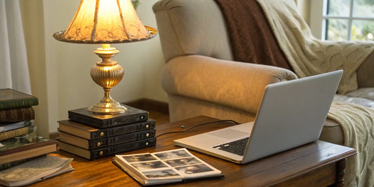 Convert VHS tapes to digital files using a laptop.