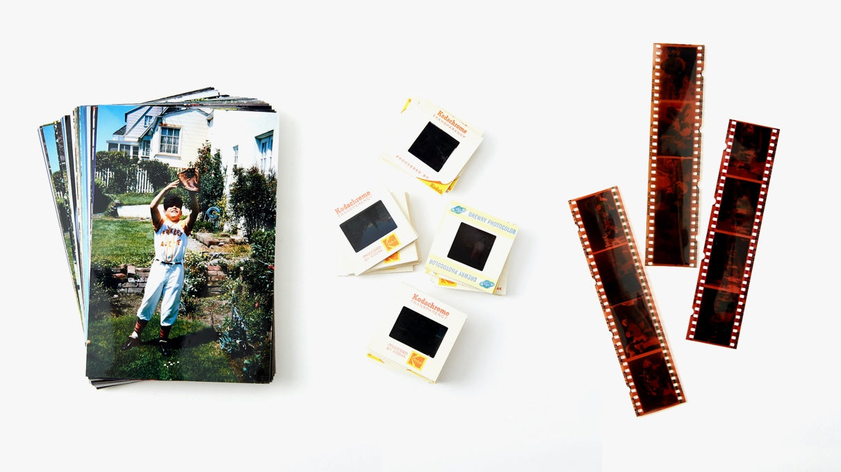 Different size of photos placed on the table