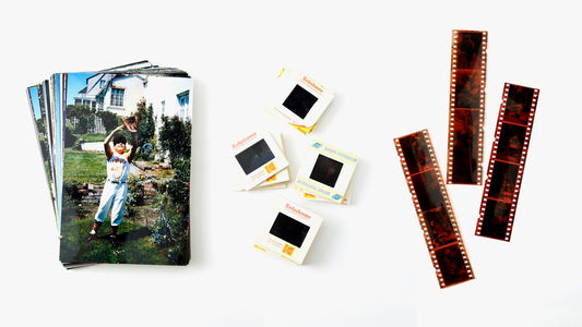 Different size of photos placed on the table