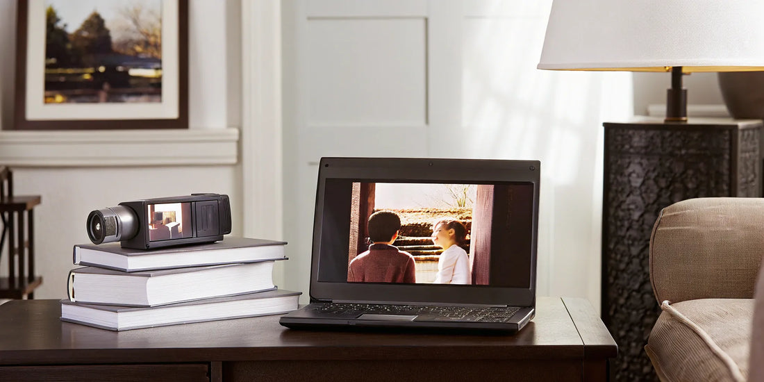 VHS to digital conversion on laptop.