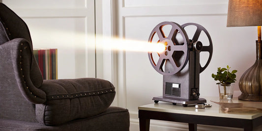 8mm film reel on a projector.