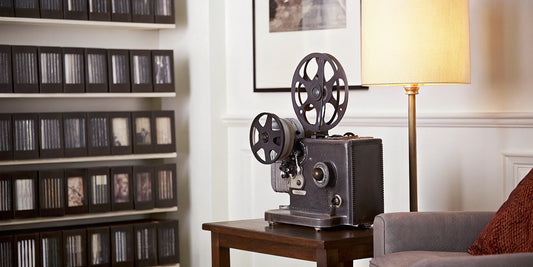 Old film reels and projector.