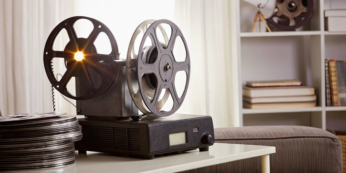 8mm film reel on projector.