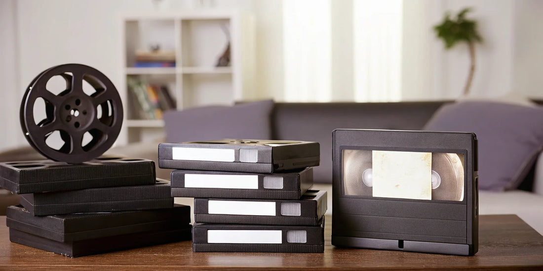 Video tapes and film reel.
